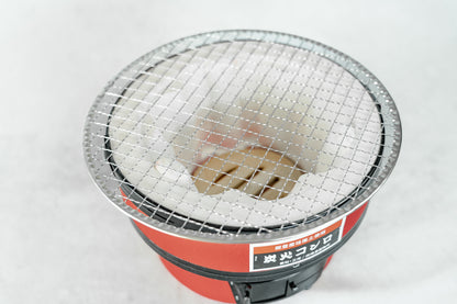 Mikawayaki Shichirin Juju with Stand and Barbecue Net Stopper red