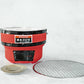 Mikawayaki Shichirin Juju with Stand and Barbecue Net Stopper red