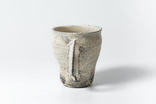 Tall Mug Kohiki Haiyu (white slip glaze & ash glaze)